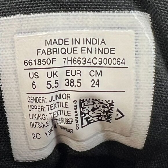 Converse Junior 661850F Gray Chuck Taylor All Star Lace Up Zip Size 6 Sneakers - Picture 9 of 11